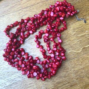 New Red Coral Multi-Strand Necklace - 18 inches